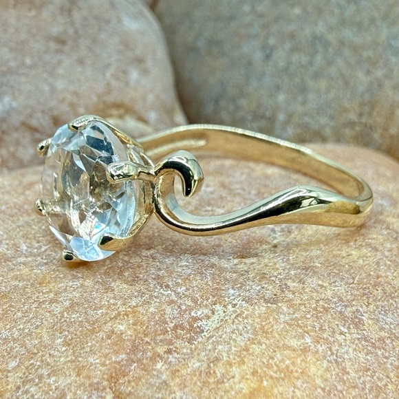 Technibond 4ct Clear Quartz Swirl Ring 14K Gold Over 925 Sz 10